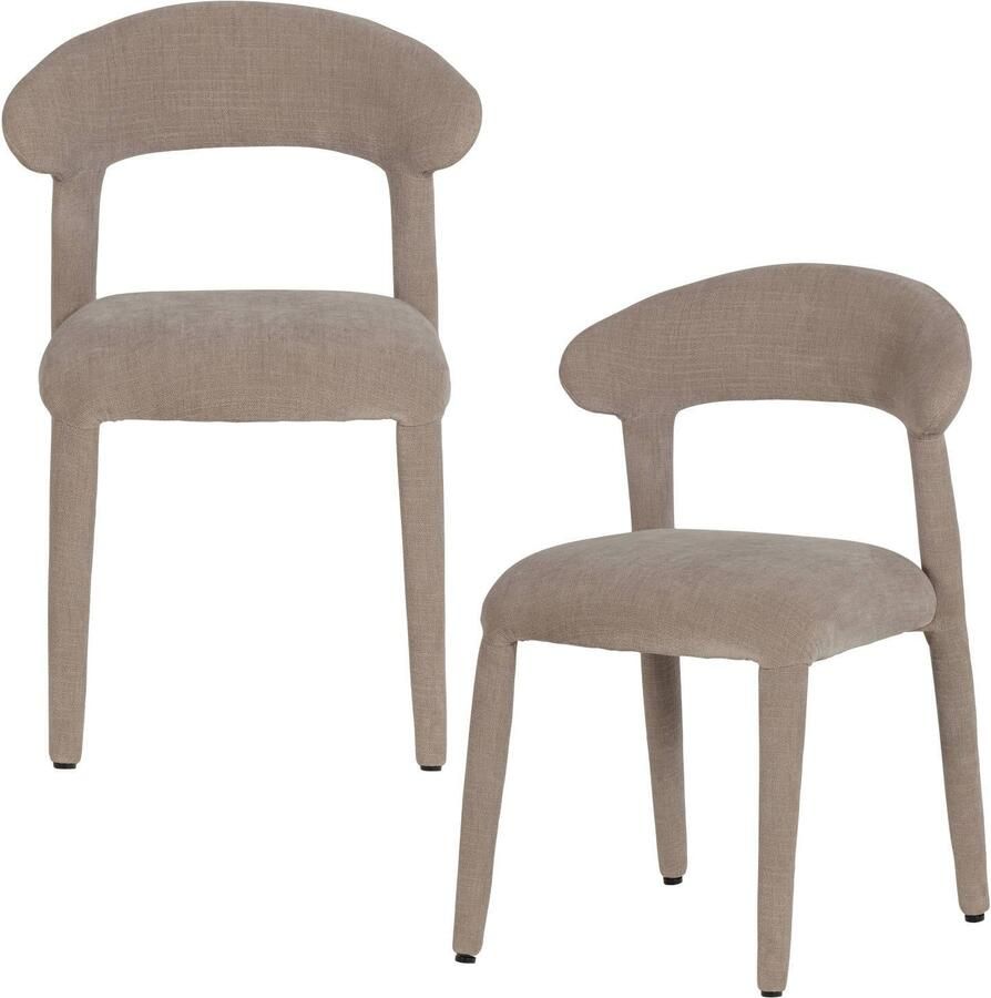 WOOOD Sile Eetkamerstoel Linnenlook Zand Set Van 2 80x57x55