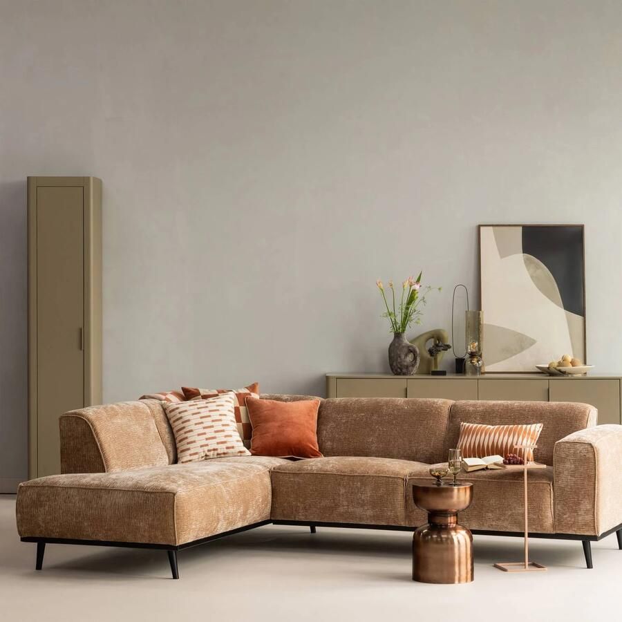 WOOOD Statement Hoekbank Links Ecoleer Cognac 77x274x210 - Foto 2