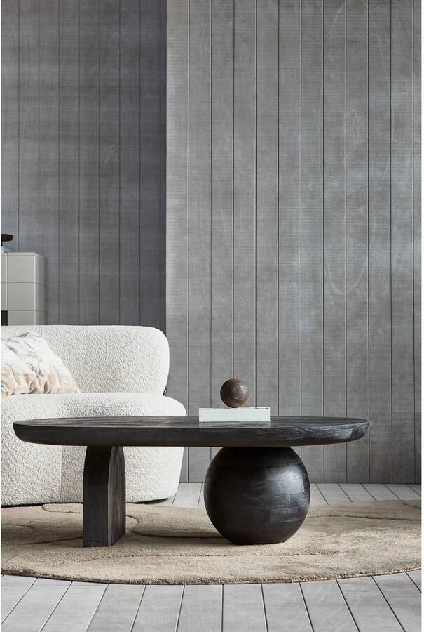 WOOOD Exclusive Salontafel Steppe Mangohout 110 x 72cm zwart Ovaal Japandi - Foto 3