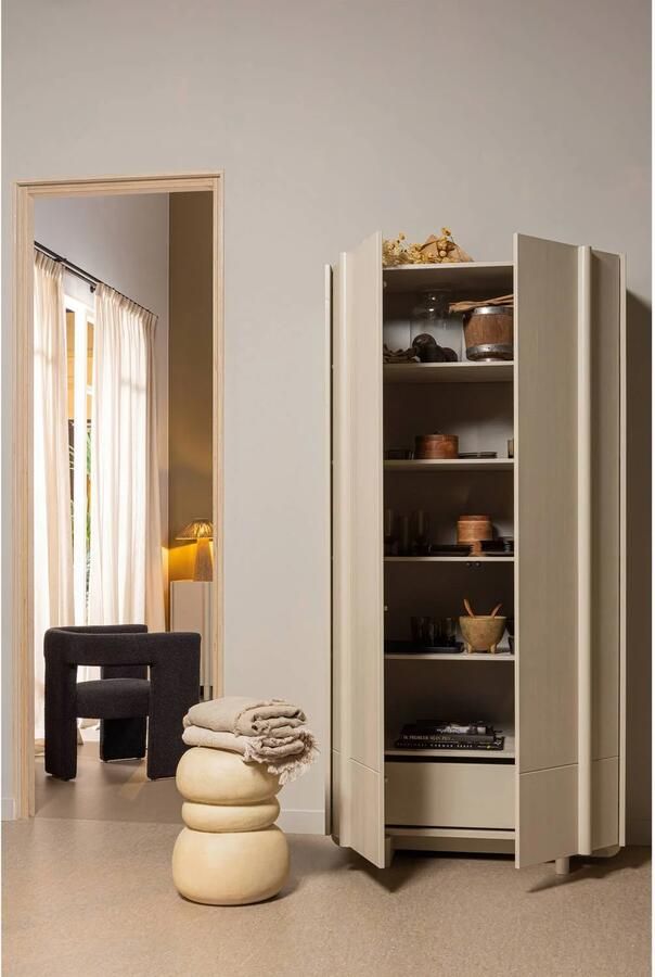WOOOD Tiwa Fauteuil Bouclé Stof Donkergrijs 70x64x64 cm - Foto 3
