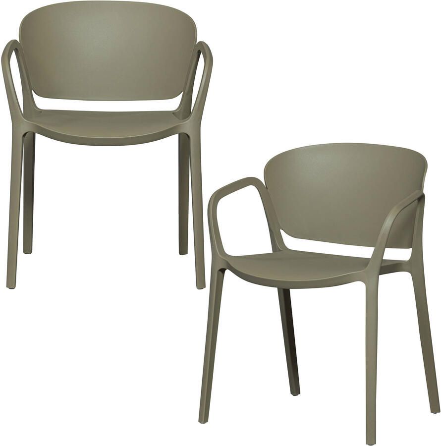 WOOOD Bent Tuinstoelen Kunststof Groen -Set van 2