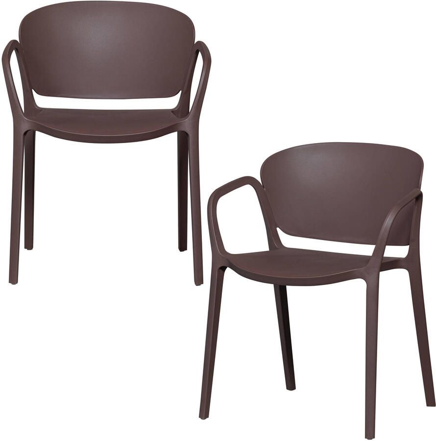 WOOOD Bent Tuinstoelen Kunststof Paars Bruin Set van 2