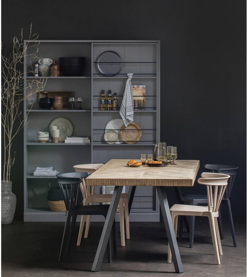 Woood Spijlenstoel Binnen|Buiten Bliss Kunststof Zwart Set van 2