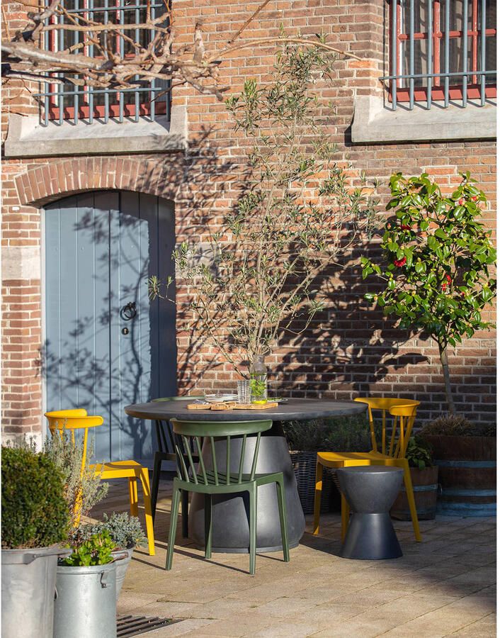 Woood Spijlenstoel Buiten Bliss Kunststof Army Groen Set van 2