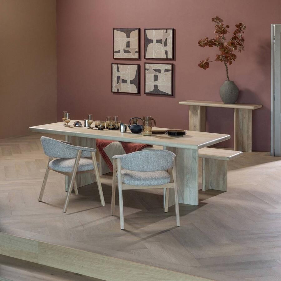 WOOOD Tunar Eetkamerstoel Met Armleuning Hout Naturel Set van 2 - Foto 2