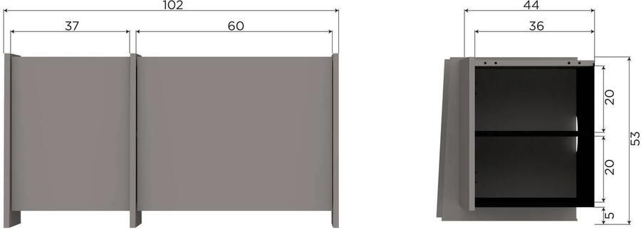 WOOOD Brock Tv Meubel 102 CM Essen Fineer Warmgrijs 53x102x44 cm - Foto 3
