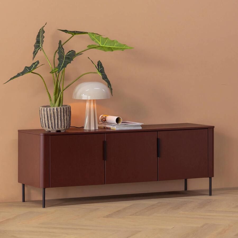 WOOOD Gunnar Tv Meubel 154 cm Grenen Bordeauxrood 56x154x44 - Foto 3
