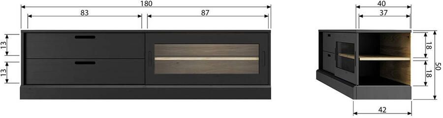 WOOOD Tv-meubel James TV-dressoir Commode glazen deur H 50 cm x B 180 cm x D 40 cm - Foto 6