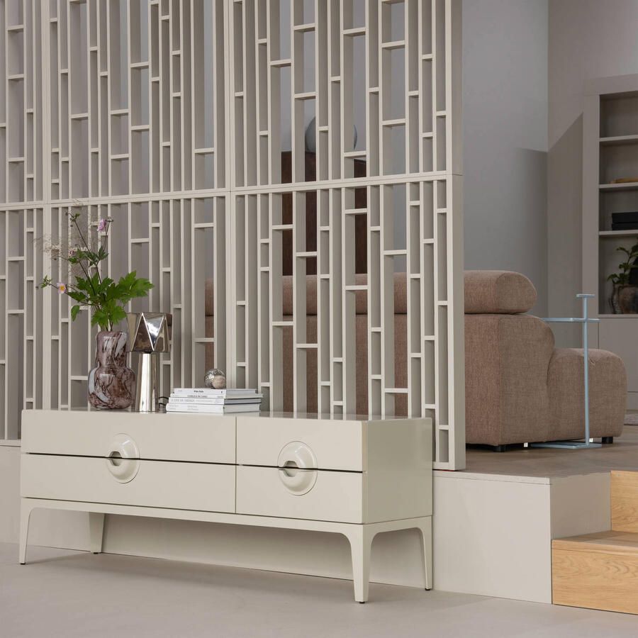 WOOOD Merge Tv Meubel Eucalyptus hout Dust Beige 57x160x44