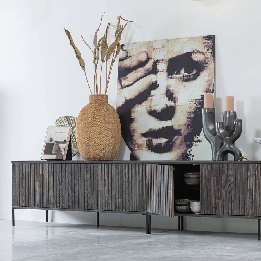WOOOD Dressoir New Gravure TV-commode breedte 100 cm of 150 cm Commode hoogte 56 cm met grafische reliëfdeuren veel opbergruimte - Foto 4