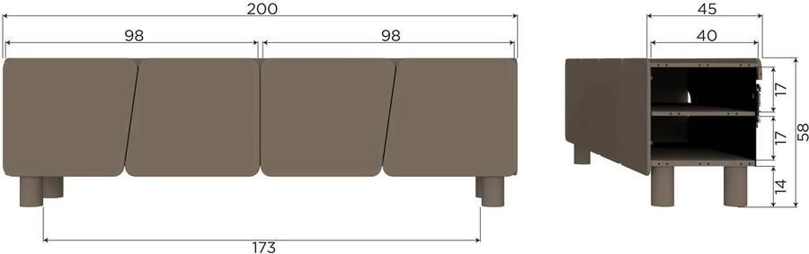 WOOOD Root Tv Meubel 200 CM Grenen Truffel Bruin 58x200x45 - Foto 3