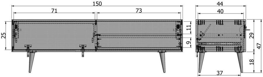 WOOOD Tygo TV-Meubel Met Retro Poten Eiken Onbehandeld 47x150x44 - Foto 3