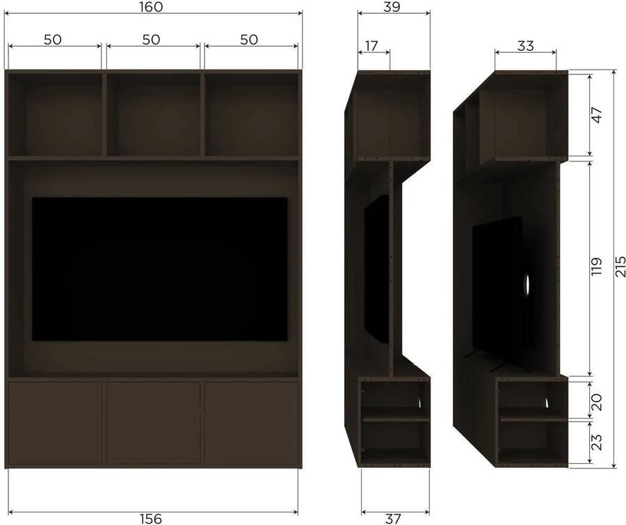 WOOOD Meggy Tv Opbergkast Grenen hout Middenbruin 215x160x40 - Foto 2