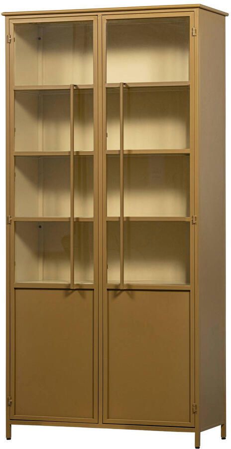 WOOOD 2-deurs vitrinekast XL Exhibit Metaal Geel 200x99x44 cm - Foto 3