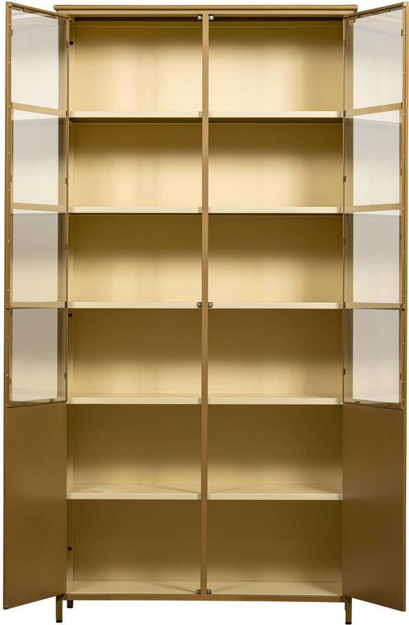 WOOOD 2-deurs vitrinekast XL Exhibit Metaal Geel 200x99x44 cm