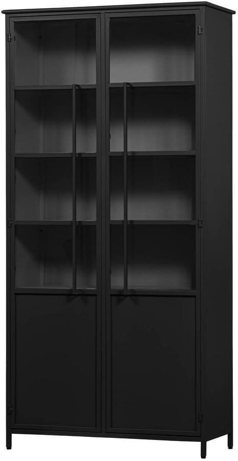 WOOOD Exhibit 2-deurs Vitrinekast XL Metaal Zwart 200x99x44 cm