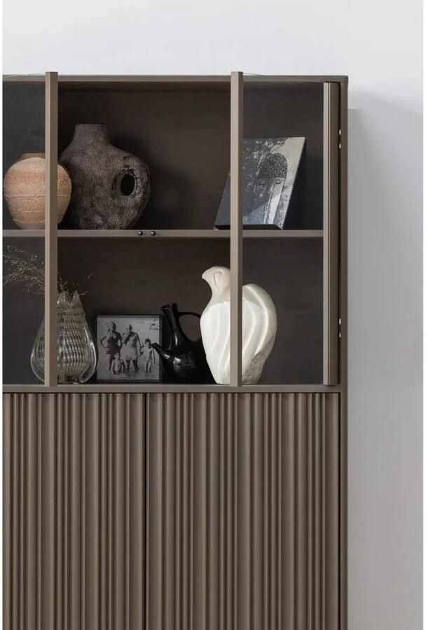 WOOOD Nova Lage Vitrinekast Grenen Truffel Bruin 172x102x40 - Foto 2