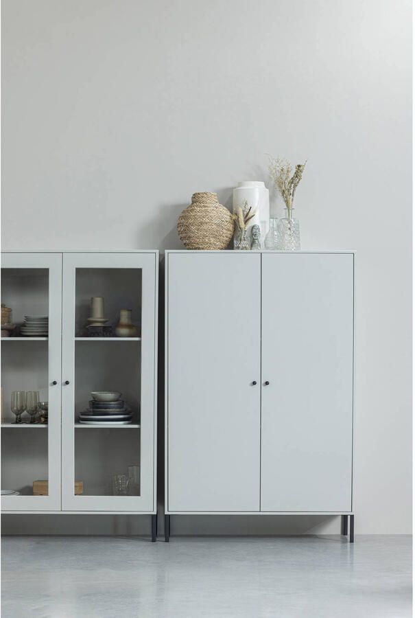 WOOOD Xam Vitrinekast Grenen Wolkengrijs 155x100x40