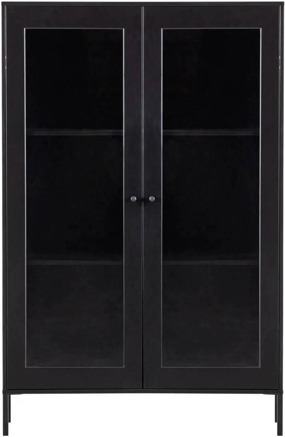 WOOOD Xam Vitrinekast Grenen Zwart 155x100x40 - Foto 3