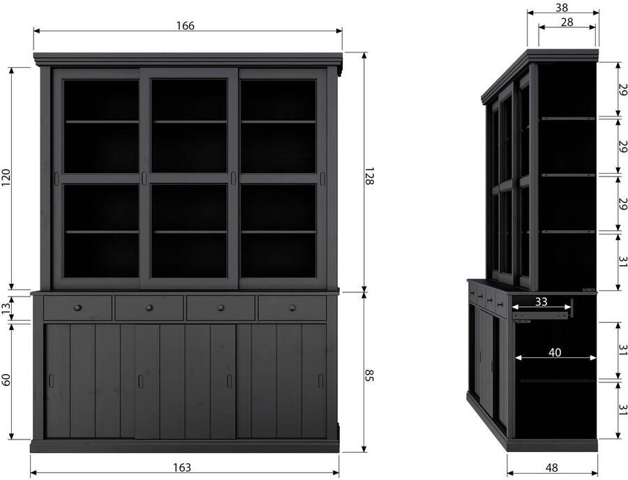 WOOOD Lagos Vitrinekast Grenen Wit 214x166x48 - Foto 6