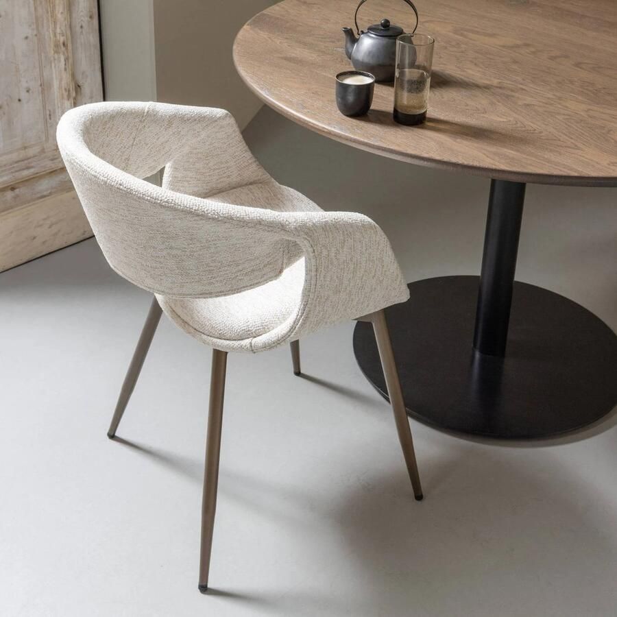 WOOOD Yossi Eetkamerstoelen Met Metalen Koper Poot Zand Set van 2 - Foto 2