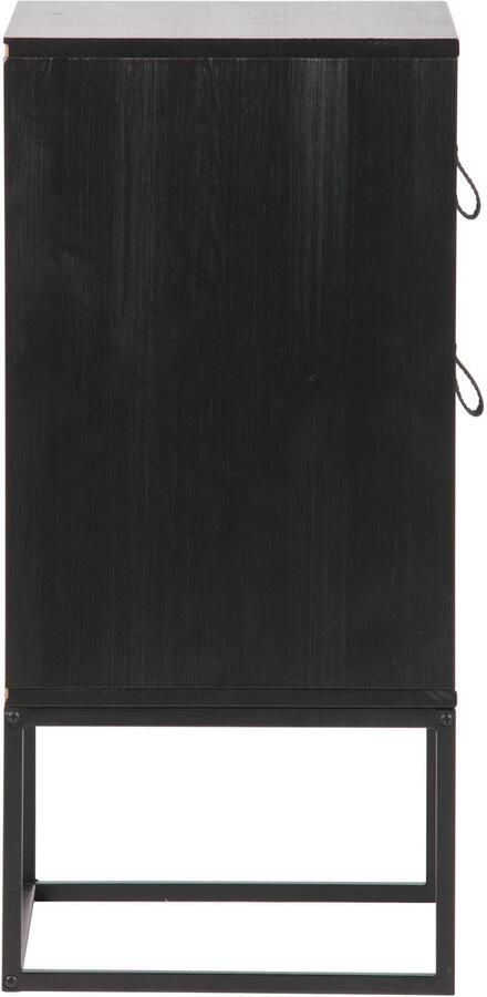 WOOOD Zola Nachtkastje Met Lade En Deur Grenen Geborsteld Zwart 74x40x35 - Foto 5