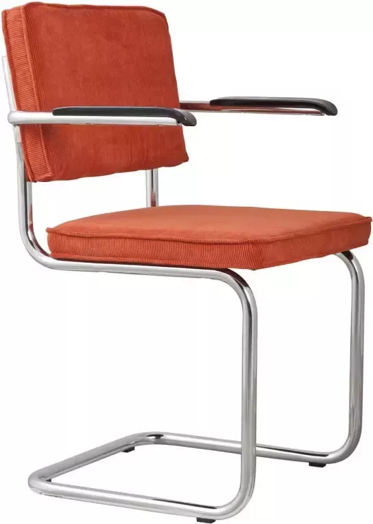 Zuiver Ridge Rib Eetkamerstoelen met armleuning Oranje Set van 2 - Foto 4