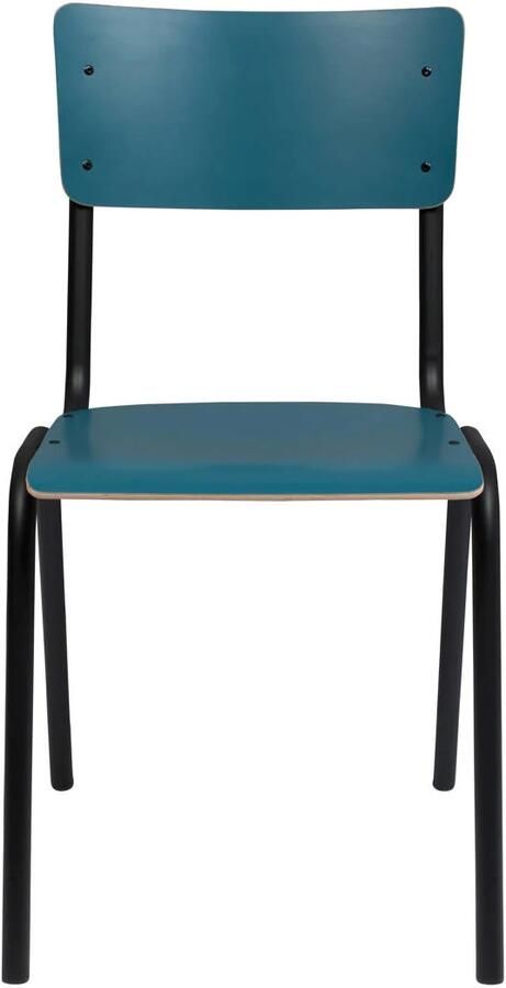 Zuiver Back To School Eetkamerstoelen Kantinestoelen Schoolstoelen Mat Blauw Set van 4 - Foto 5