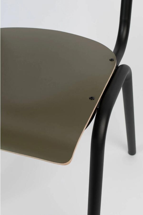 Zuiver Back To School Eetkamerstoelen Kantinestoelen Schoolstoelen Mat Groen Set van 4 - Foto 4