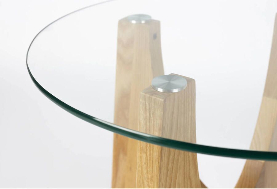 Zuiver Ronde Bijzettafel Kobe Essenhout en glas 45cm - Foto 4