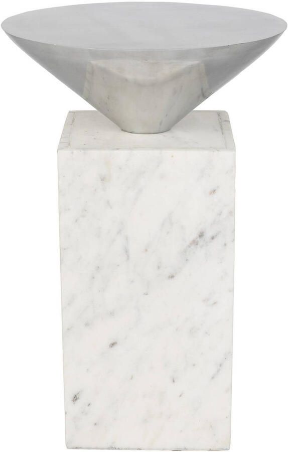 Zuiver Pride Bijzettafel Rond 30 cm Metaal| Marmer Wit - Foto 2