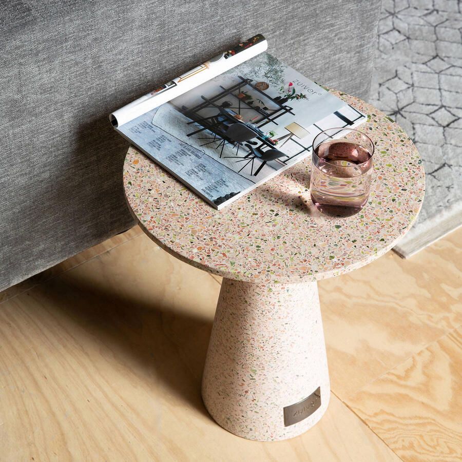 Zuiver Victoria Bijzettafel Rond 41 cm Terrazzo Roze