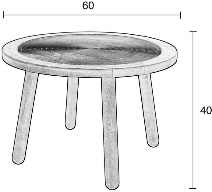 Zuiver Dendron Bijzettafel Rond 60 cm Mangohout Bruin} - Foto 2