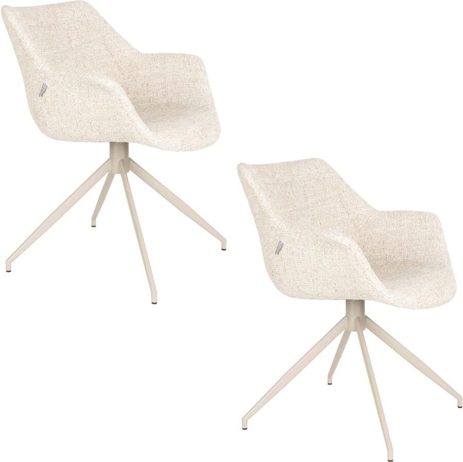 Zuiver Doulton Eetkamerstoelen met Armleuningen Beige Set van 2