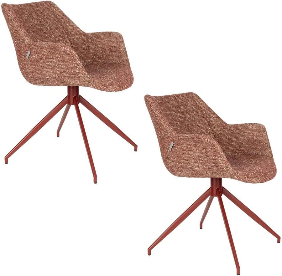 Zuiver Doulton Eetkamerstoelen met Armleuningen Terra Rood Set van 2