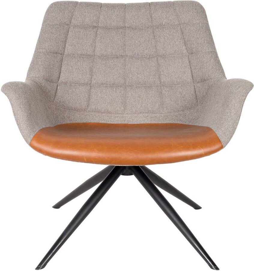 Zuiver Draaifauteuil Doulton PU en stof Grijs Bruin