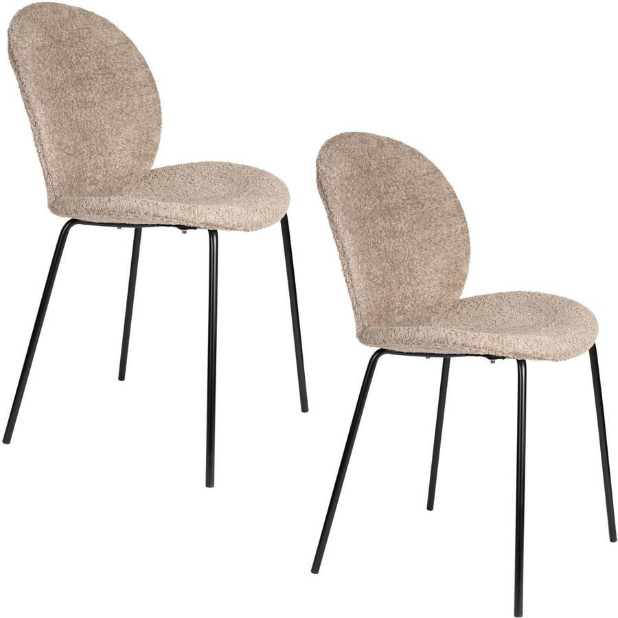 Zuiver Bonnet Eetkamerstoelen Beige Set van 2