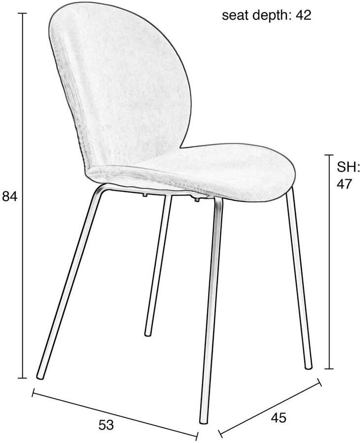 Zuiver Bonnet Eetkamerstoelen Grijs Blauw Set van 2