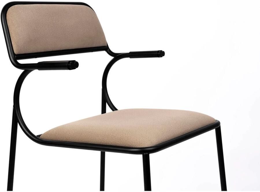 Zuiver Alba Eetkamerstoelen met armleuning Zwart Beige Set van 2 - Foto 3