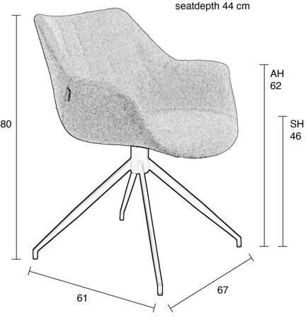 Zuiver Doulton Swivel Eetkamerstoelen met armleuning Naturel Set van 2 - Foto 4
