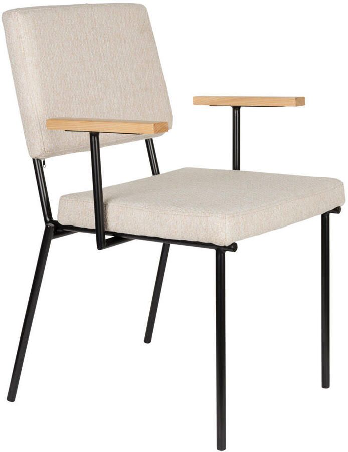 Zuiver Fellow Eetkamerstoelen Armleuning Off-White Set van 2 Grijs - Foto 4