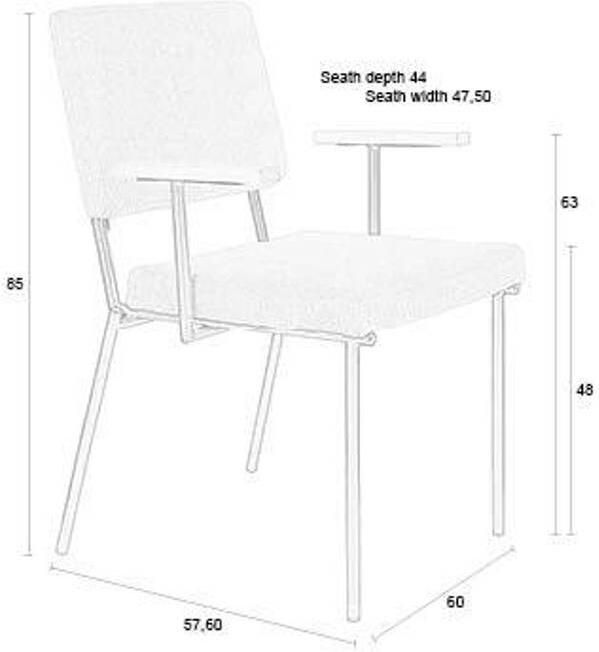 Zuiver Fellow Eetkamerstoelen Armleuning Off-White Set van 2 Grijs - Foto 3