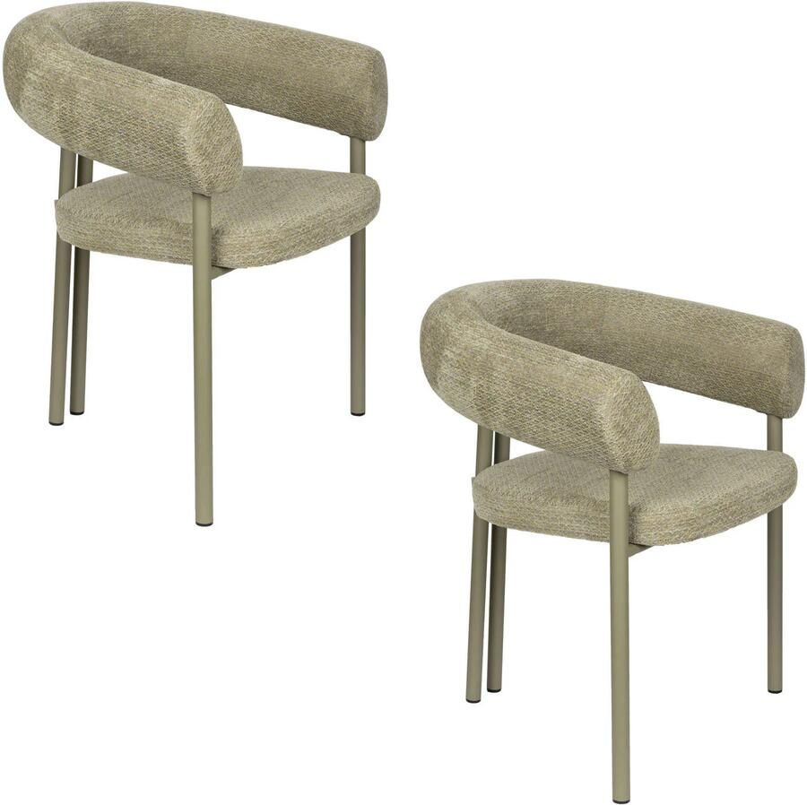 Zuiver Heels Eetkamerstoelen Met Armleuningen Groen Set van 2