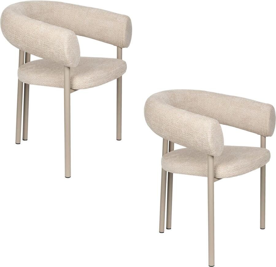 Zuiver Heels Eetkamerstoelen Met Armleuningen Beige Set van 2