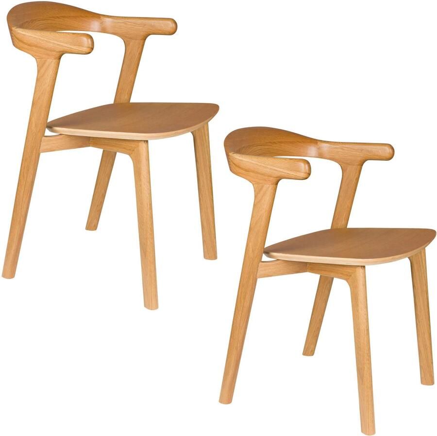 Zuiver Northwood Eetkamerstoelen Armleuning Hout Naturel Set van 2