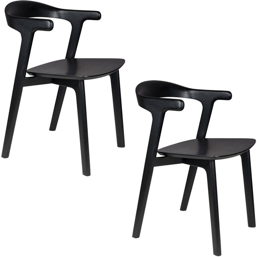 Zuiver Northwood Eetkamerstoelen Armleuning Hout Zwart Set van 2