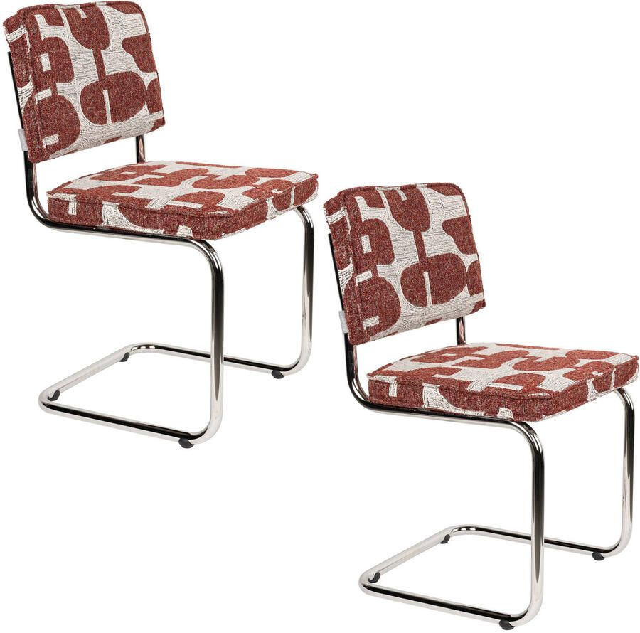 Zuiver Ridge Deco Symbols Eetkamerstoelen Rood Set van 2