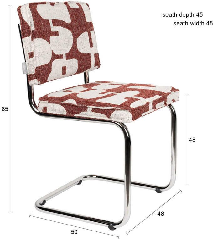 Zuiver Ridge Deco Symbols Eetkamerstoelen Rood Set van 2 - Foto 3