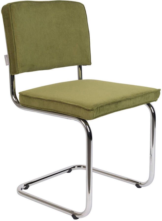 Zuiver Ridge Rib Chrome Eetkamerstoel Groen Set van 2 - Foto 4