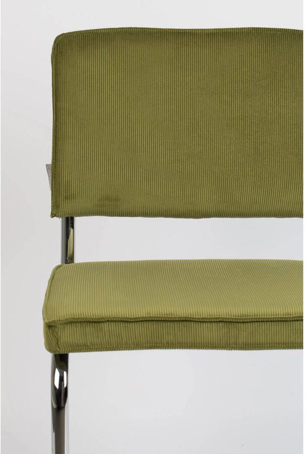 Zuiver Ridge Rib Chrome Eetkamerstoel Groen Set van 2 - Foto 3